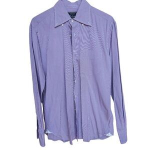 Orian Vintage Men's Purple & White Checked Long-Sleeve Button-Down Shirt Size L